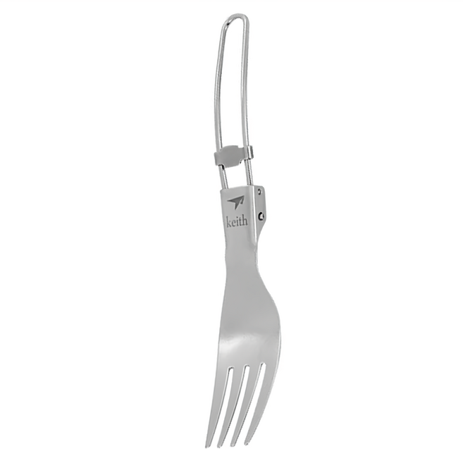 Keith Titanium 鎧斯 純鈦環保折疊餐具 折疊叉子 (Ti5303) 輕量堅固 戶外露營適用 銀色, 不鏽鋼 銀色, 1支