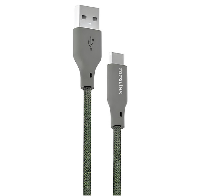TOTOLINK USB-A-USB-C 強韌快充/傳輸編織線 雪松灰, 1m, 1條