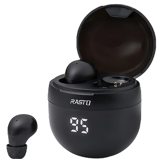 RASTO RS61 小耳洞專用電量顯示真無線藍牙5.3耳機, R-EPA065, 黑曜石