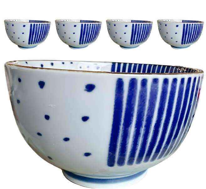 Ciao Li 僑俐餐瓷 日本製禮盒碗組 點十草, 藍色, 1組, 瓷碗