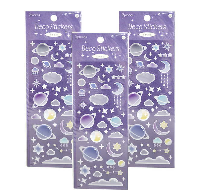 infeelME 暖空紙品 宇宙泡泡裝飾貼紙 2張入 3包, 美夢星球, 1組
