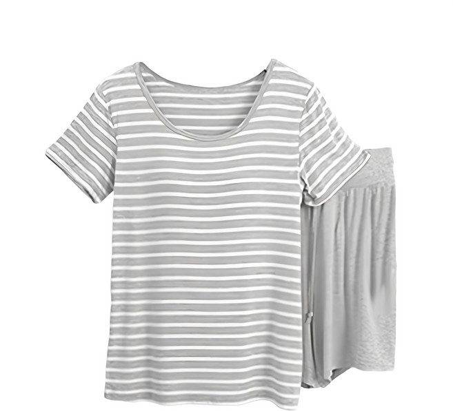 NEW FORCE 莫代爾Bra條紋短袖套裝 500g