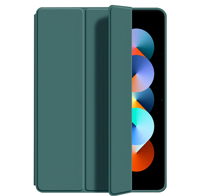 ANTIAN 紅米平板3折液態蜂窩散熱矽膠智慧休眠平板皮套 10.6吋, 暗夜綠, 1個