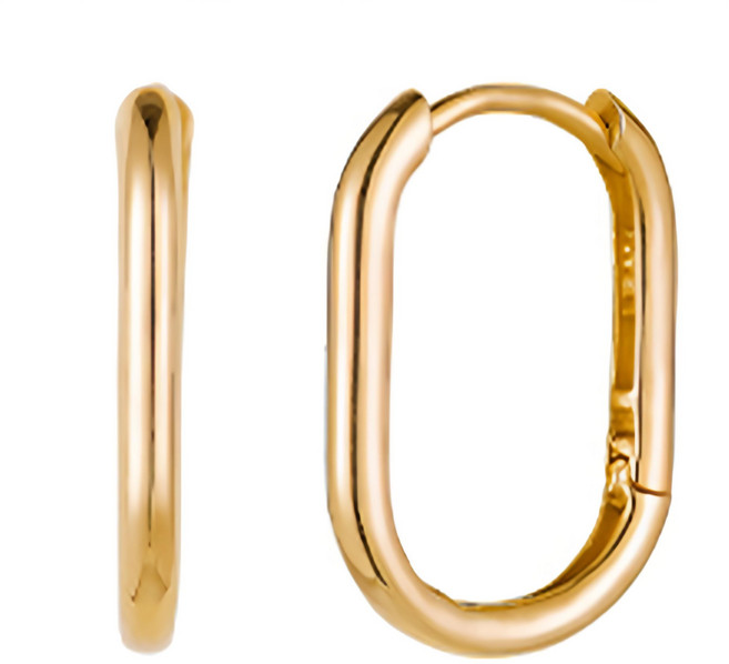 SEMI JEWELRY 耀眼女士夾式一觸即扣環形14K耳環