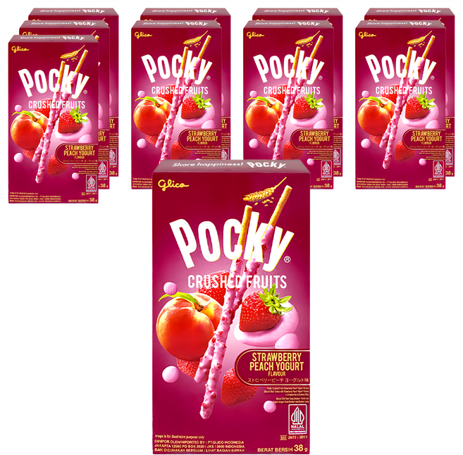 glico 格力高 Pocky 百奇 草莓果粒蜜桃優格棒, 38g, 10盒