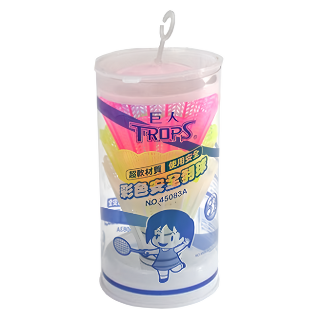 SUCCESS 成功 彩色安全羽球 超軟材質 使用安全 型號 45083A, 白色 + 黃色 + 紅色, 3個裝, 1組