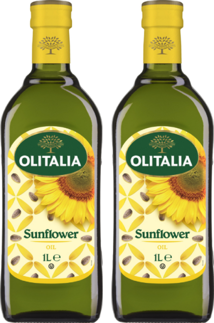 OLITALIA 奧利塔 頂級葵花油 義大利原裝進口 不飽和脂肪酸88% 中高溫烹調適用, 1L, 2瓶