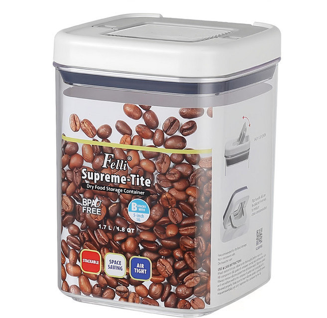 Felli 飛綠 優密方形儲物罐 1.7L, Transparent, 1個