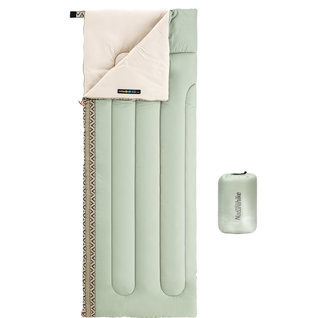 Naturehike 挪客 L150質感圖騰透氣可拼接機洗信封睡袋, 粉綠色, 1個