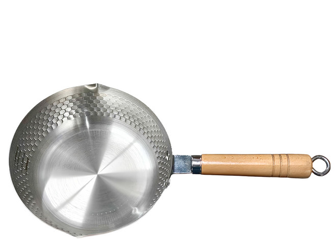 日式兩用木柄牛奶雪平鍋 精緻仿木紋防燙把手 食品級304不鏽鋼多層複合壓鑄 輕巧耐用, 20cm, 顏色隨機, 1個