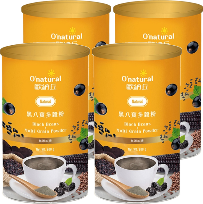 O'natural 歐納丘 黑八寶多穀粉, 600g, 4罐
