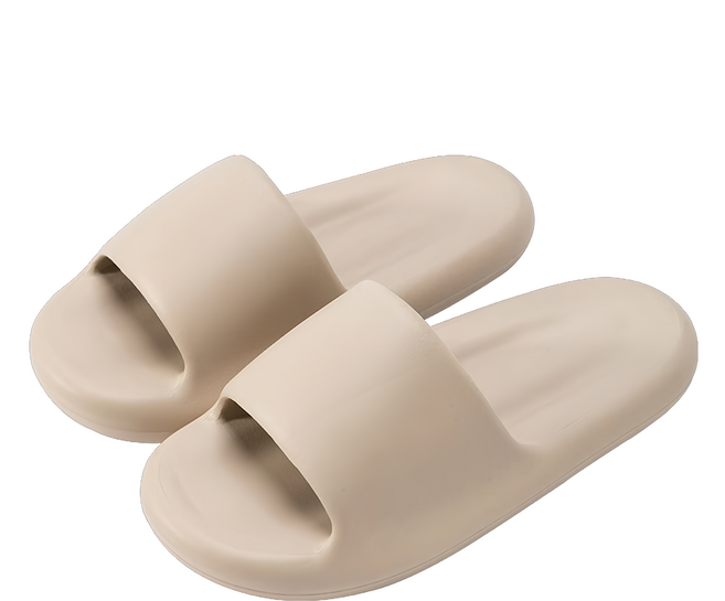 超厚造型 踩屎感EVA軟底拖鞋 防滑耐磨 杏色, 37~38