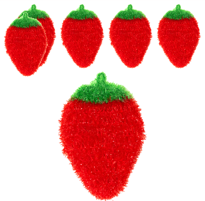 造型菜瓜布 草莓 滌綸材質 厚度約1cm, 6個, 1組