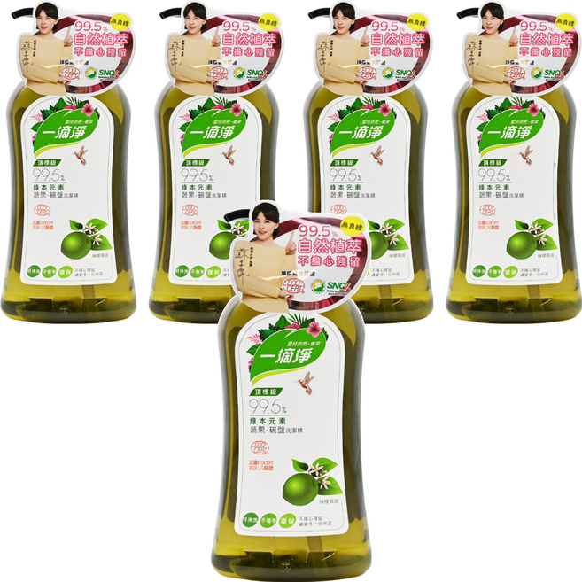 一滴淨 蘆薈多酚食品用洗潔精 檸檬, 1kg, 5瓶