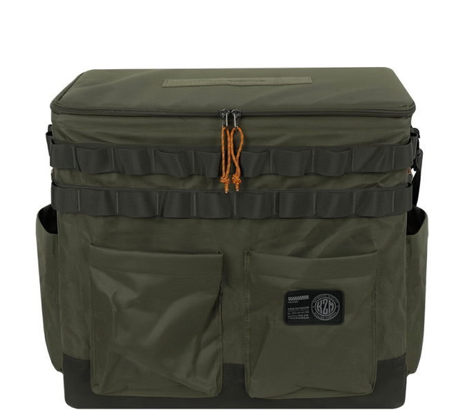 KZM OUTDOOR 工業風多收納袋 47 x 31 x 42cm 1.7kg K23T3B05 1個, 綠色, 5格