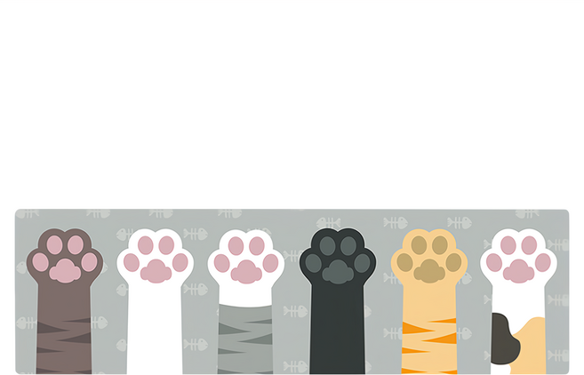 半島良品 PVC防油防水皮革地墊, 萌貓掌 灰色, 1件