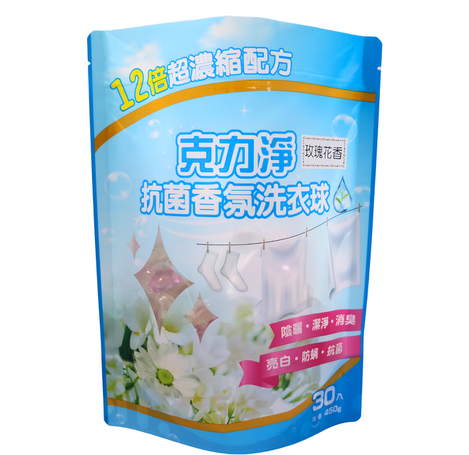 克力淨 抗菌香氛洗衣球 玫瑰花香, 30顆, 1袋