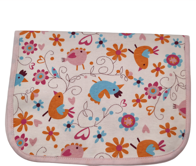 竹纖維三層嬰兒防水隔尿墊, 愛心小鳥, 1件