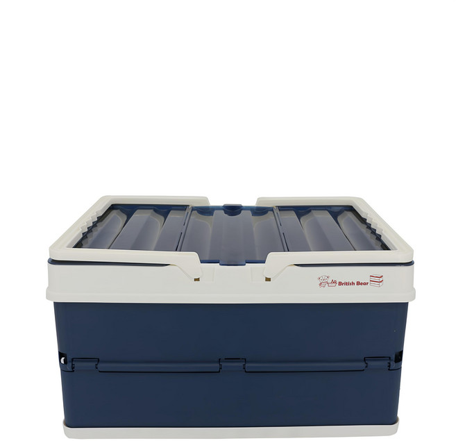 英國熊 折疊手提收納箱 輕巧 攜帶方便 可掀式上蓋 雙耳提把, 深藍色, 1個