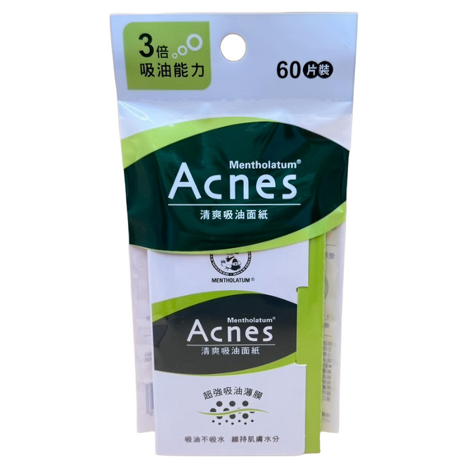 MENTHOLATUM 曼秀雷敦 Acnes 台灣公司貨 吸油面紙清爽, 60片, 1個