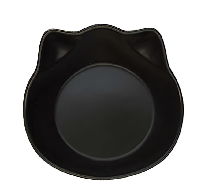 毛皇上 酷黑高腳陶瓷碗, 貓耳 黑色, 1個