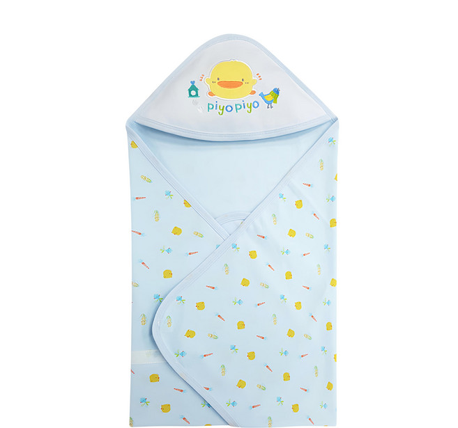PiYOPiYO 黃色小鴨 健康布夏季包巾 薄棉材質 連帽設計 柔軟透氣