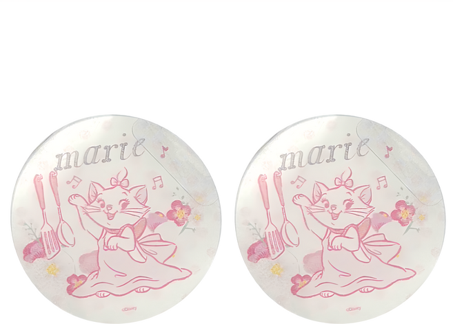 收納王妃 櫻花系列 珪藻土杯墊 圓形 2個, 杯子瑪麗貓 白色 + 粉色