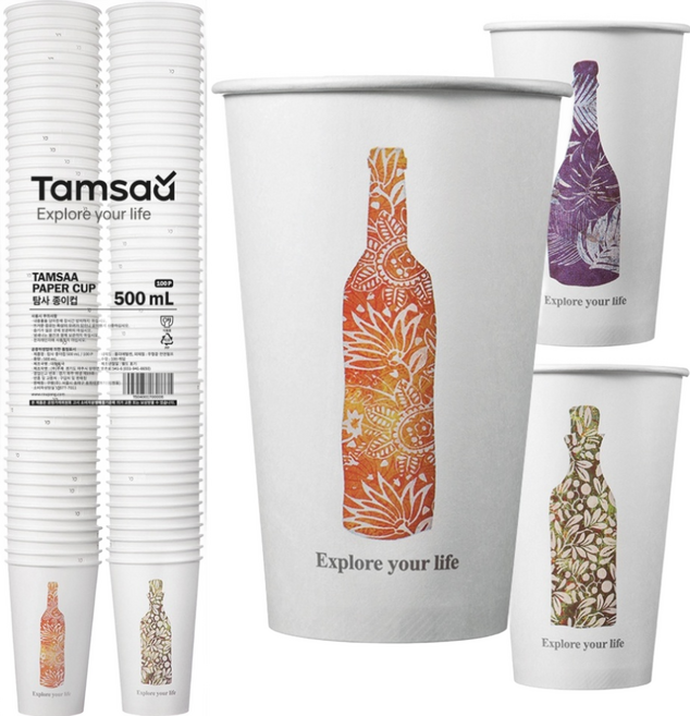 Tamsaa 印花紙杯 500ml, 100個, 1組