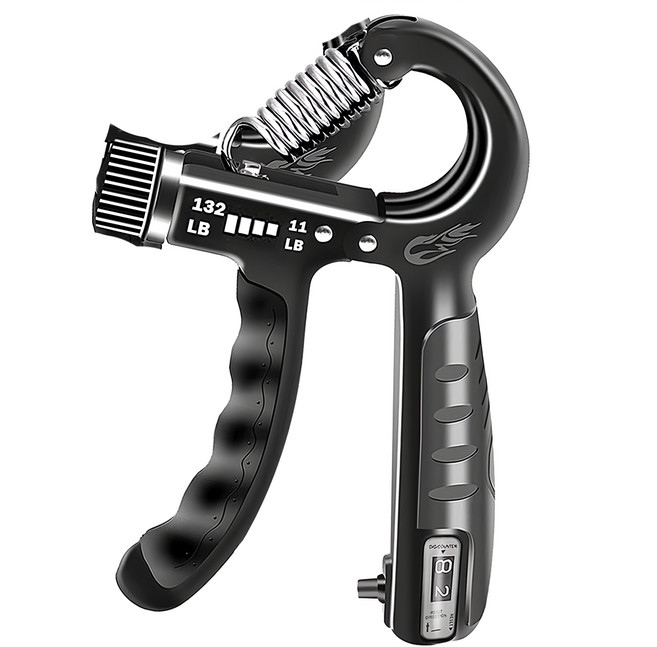 AHOYE 可計數握力器 5~60kg, 黑色, 1個