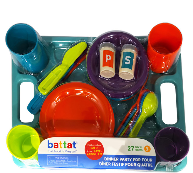 BATTAT 美國科育感統玩具 圍一圈晚餐派對, 紅色 + 綠色 + 藍色, 1組