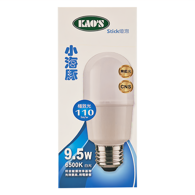 KAO'S 高氏 小海豚燈泡 9.5W KT210D 3入, 白光, 3個