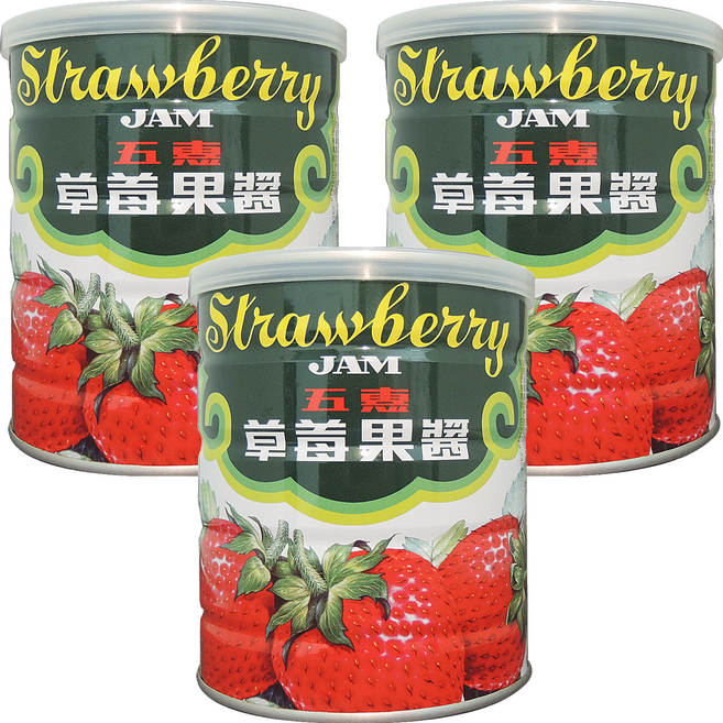 五惠 草莓果醬 早餐吐司/麵包抹醬, 900g, 3罐
