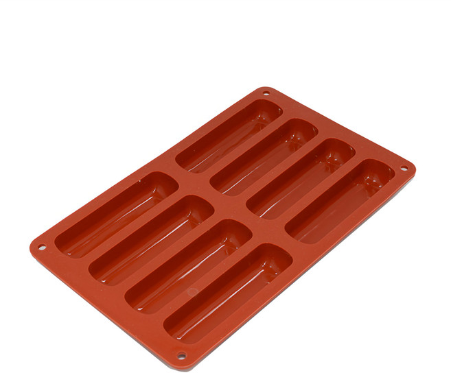 SL 8格矽膠長條型模具 28.1 x 17.4cm, 紅色, 1個