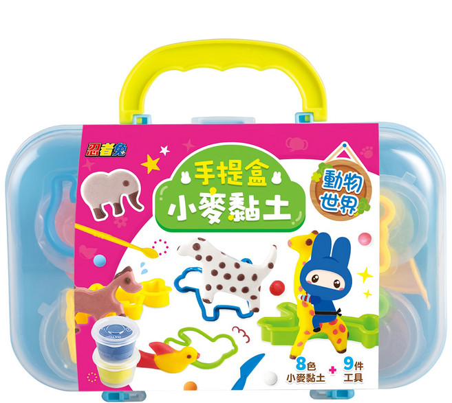 幼福 忍者兔手提盒小麥黏土, 動物世界 多色, 288g, 1盒