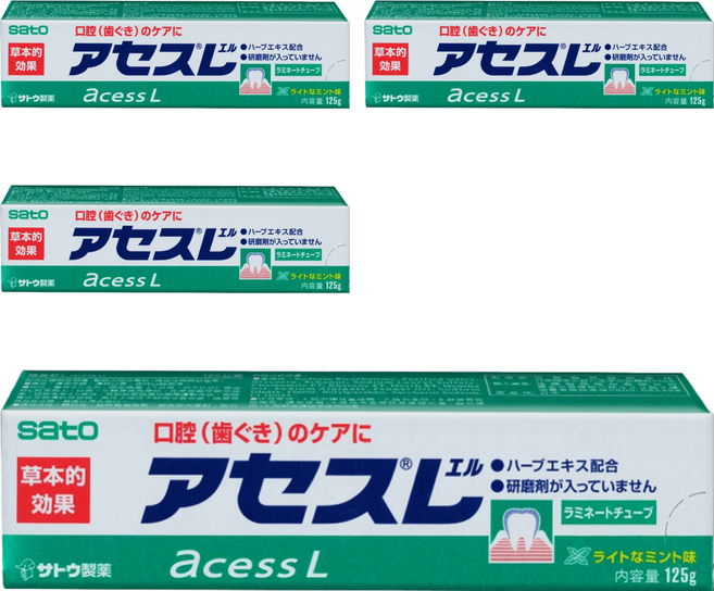 sato 佐藤製藥 acess 雅雪舒 雅雪舒牙膏 薄荷綠, 125g, 4盒