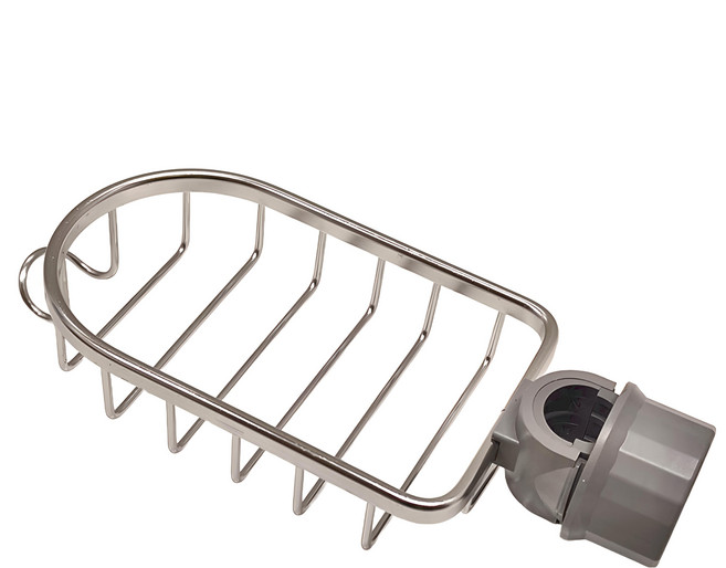 廚房水龍頭瀝水鋁合金置物籃, 不鏽鋼銀, 1個