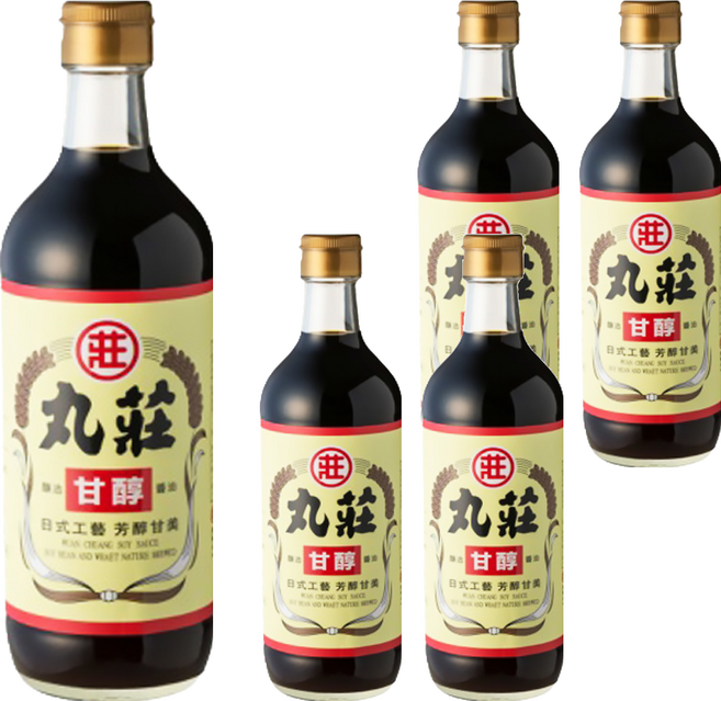 丸莊醬油 甘醇釀造醬油 非基改黃豆 天然發酵 不含防腐劑 味素 焦糖色素 食用酒精, 450ml, 5瓶