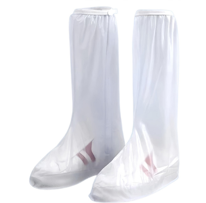 Y607 高筒防水雨鞋套 防滑鞋底 耐磨 加厚 輕便好攜帶, 白色, 2雙
