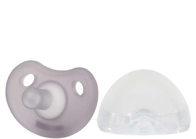MOTHER-K 全矽膠安撫奶嘴 附收納盒 柔軟食品級LSR液態矽膠, 0歲以上, 漾紫, 1個
