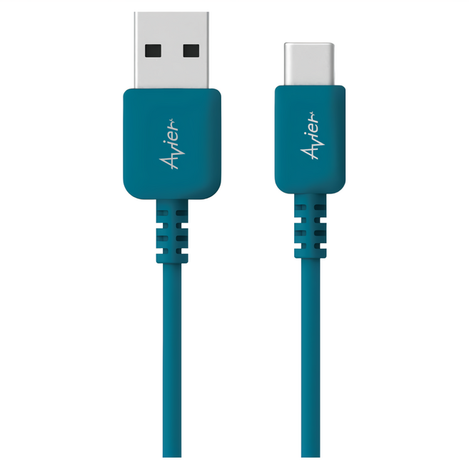 Avier COLOR MIX USB A-USB C 高速充電傳輸線 支援3A極速充電 99.99% OFHC 高導性無氧銅線芯, 2m, 藍色, 1條