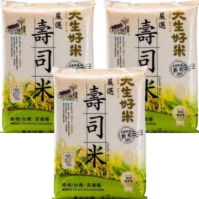 天生好米 嚴選壽司米, 4kg, 3包, CNS二等