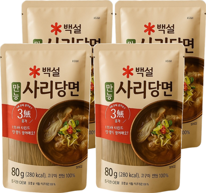 CJ BEKSUL 白雪 韓式冬粉, 80g, 4包