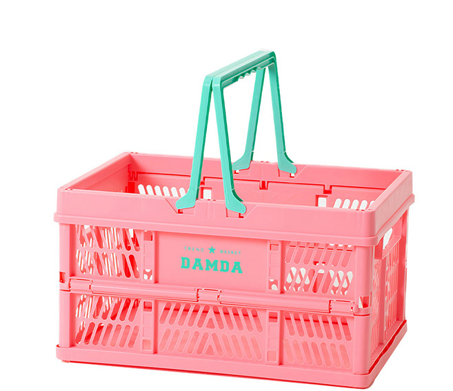 Esopoom 摺疊收納提籃 PP塑料, 粉紅色, 1個