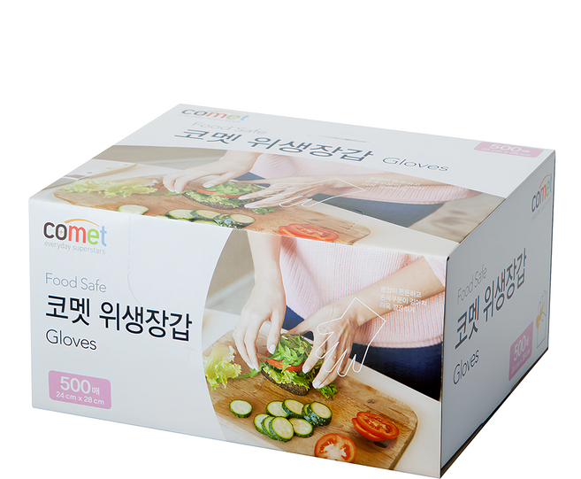 comet 加厚款衛生塑膠手套 24 x 28cm, 500個, 1盒
