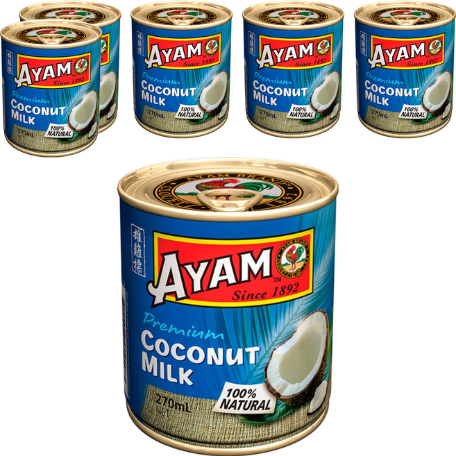 AYAM 雄雞標 特級椰奶罐頭 100%天然, 270ml, 6罐