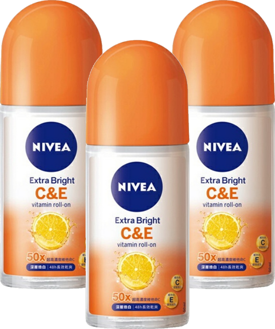 NIVEA 妮維雅 止汗爽身乳液 深層煥白系列 滾珠瓶, 50ml, 3瓶