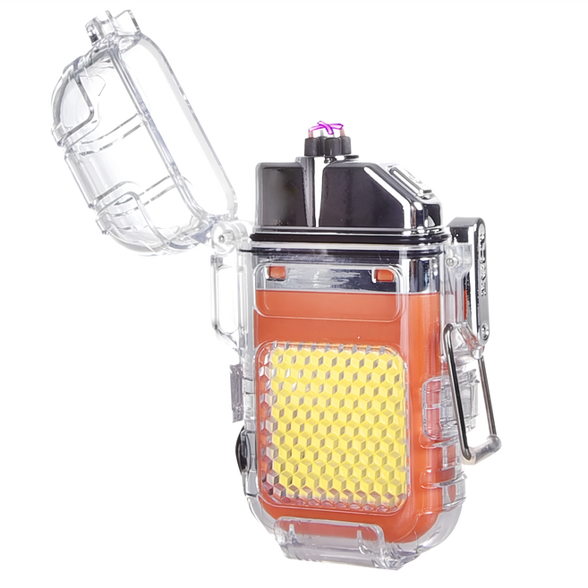 AD FOREST 野外求生必備 曙焰防水雙電弧充電打火機 4.9 x 7.5 x 2.6cm 66g, 橘色, 1個