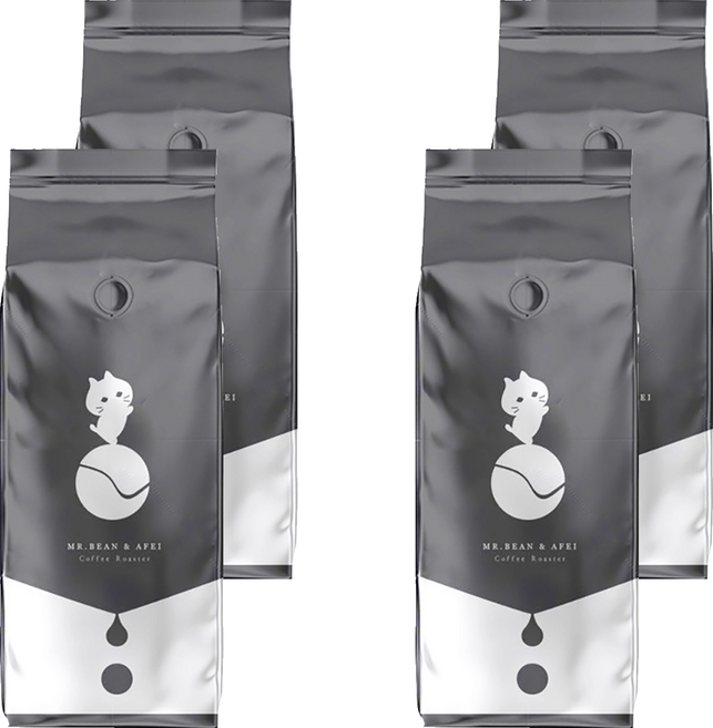 MR.BEAN&AFEI 豆豆先生與他的阿肥 耶加雪菲日曬草莓沃卡 咖啡豆, 咖啡豆(無研磨), 450g, 4包