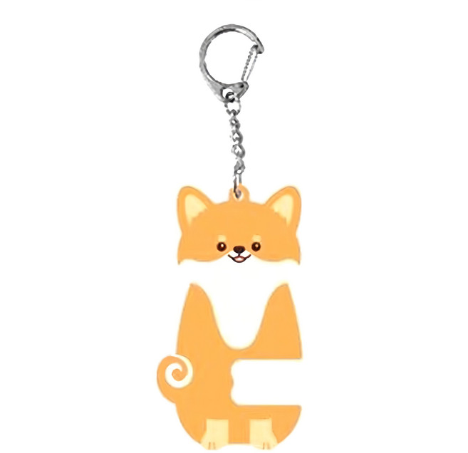 CCHING 青青文具 簡單生活 造型手機架鑰匙圈 75 x 40 x 4mm, 柴犬 橘色 + 白色, 1個