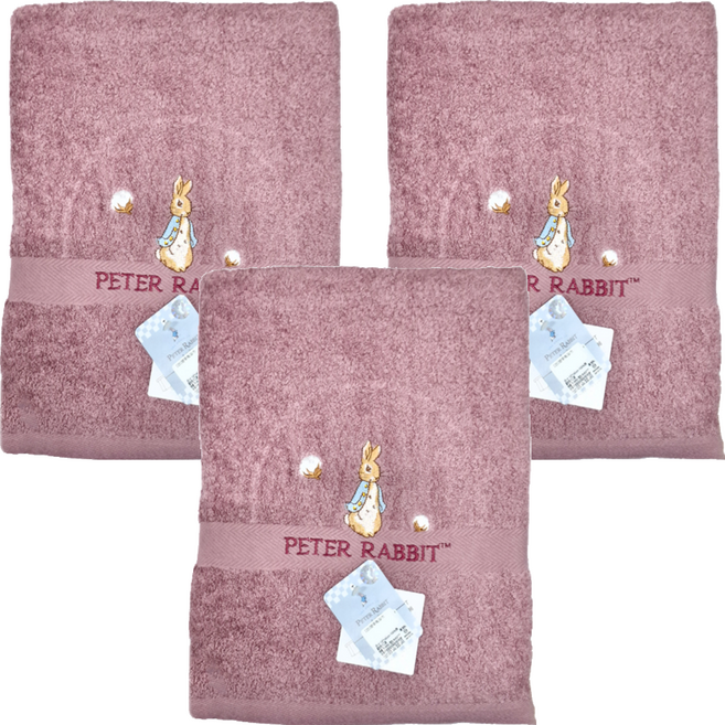CHANGHER TOWEL FACTORY 昌和毛巾工廠 比得兔 精繡浴巾 PR1251, 顏色隨機, 3條